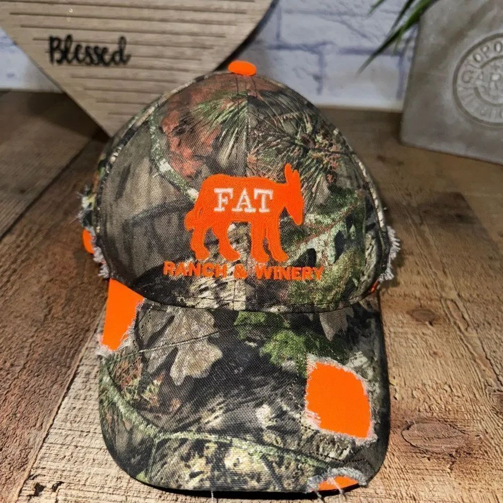 💜 Fat A** Ranch Winery Hat Cap Camouflage Mossy Oak Camo Fredericksburg Texas